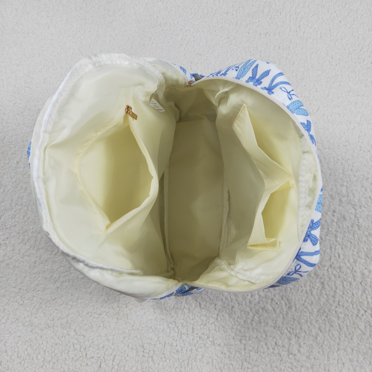 RTS NO MOQ（In Stock) BA0322 White backpack with blue bow pattern