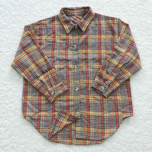 BT0241 Red and Yellow Plaid Long Sleeve Shirt