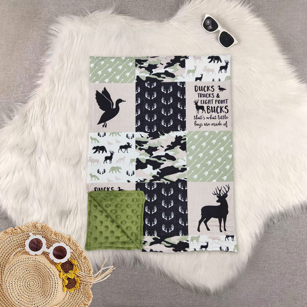 RTS NO MOQ Sibling baby kids newborn Summer duck bow camouflage baby blankets