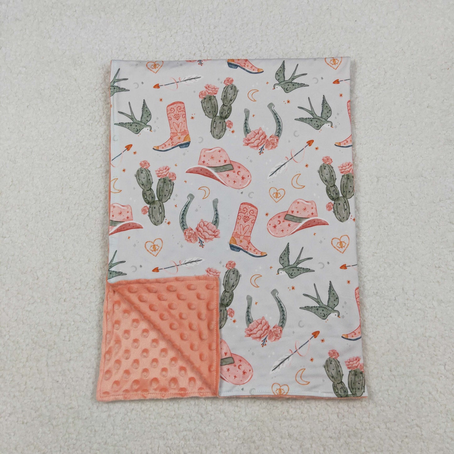 RTS NO MOQ Sibling baby blanket geometric western catcus summer kids blankets