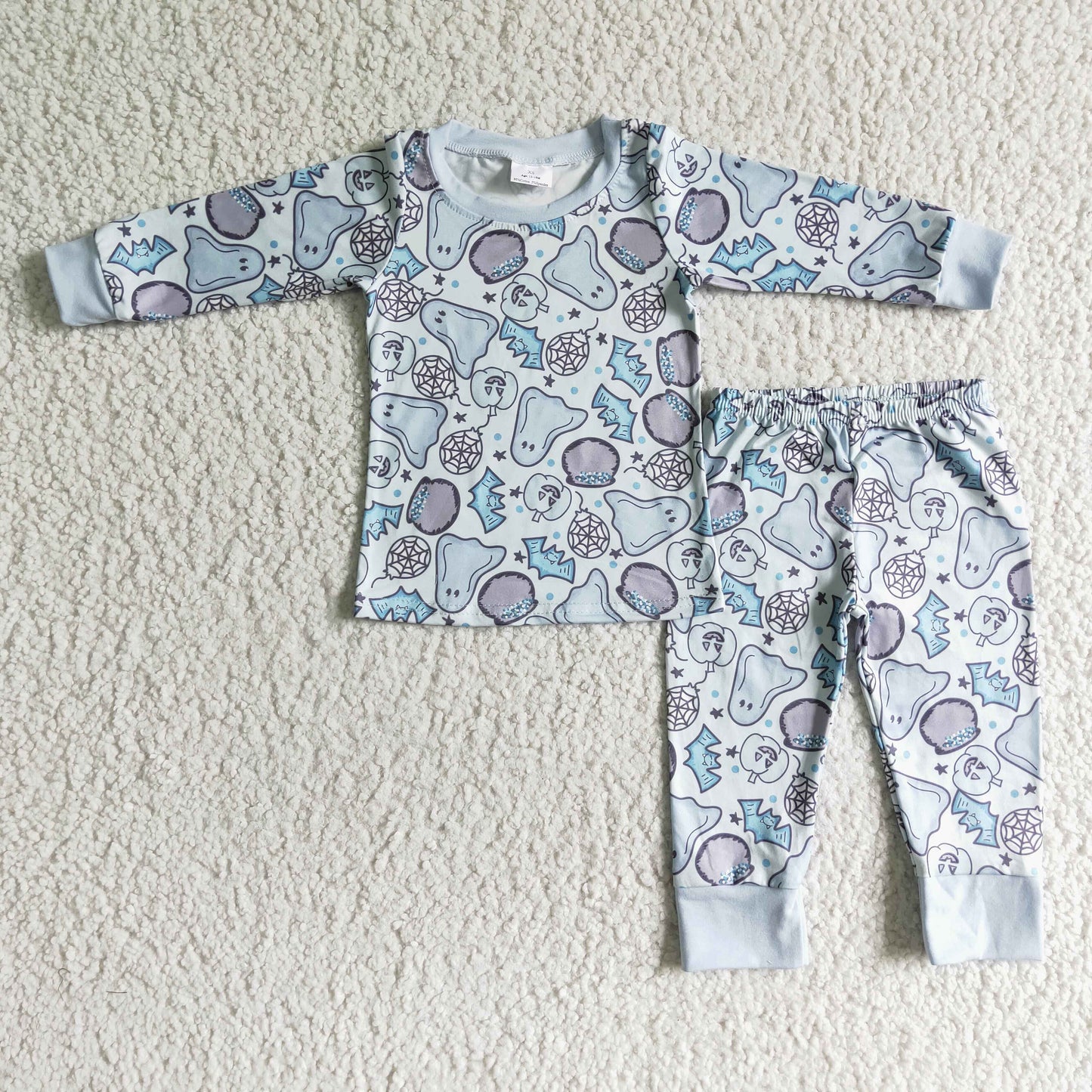 rts no moq BLP0001 Boys Halloween blue long-sleeved long-pants pajamas