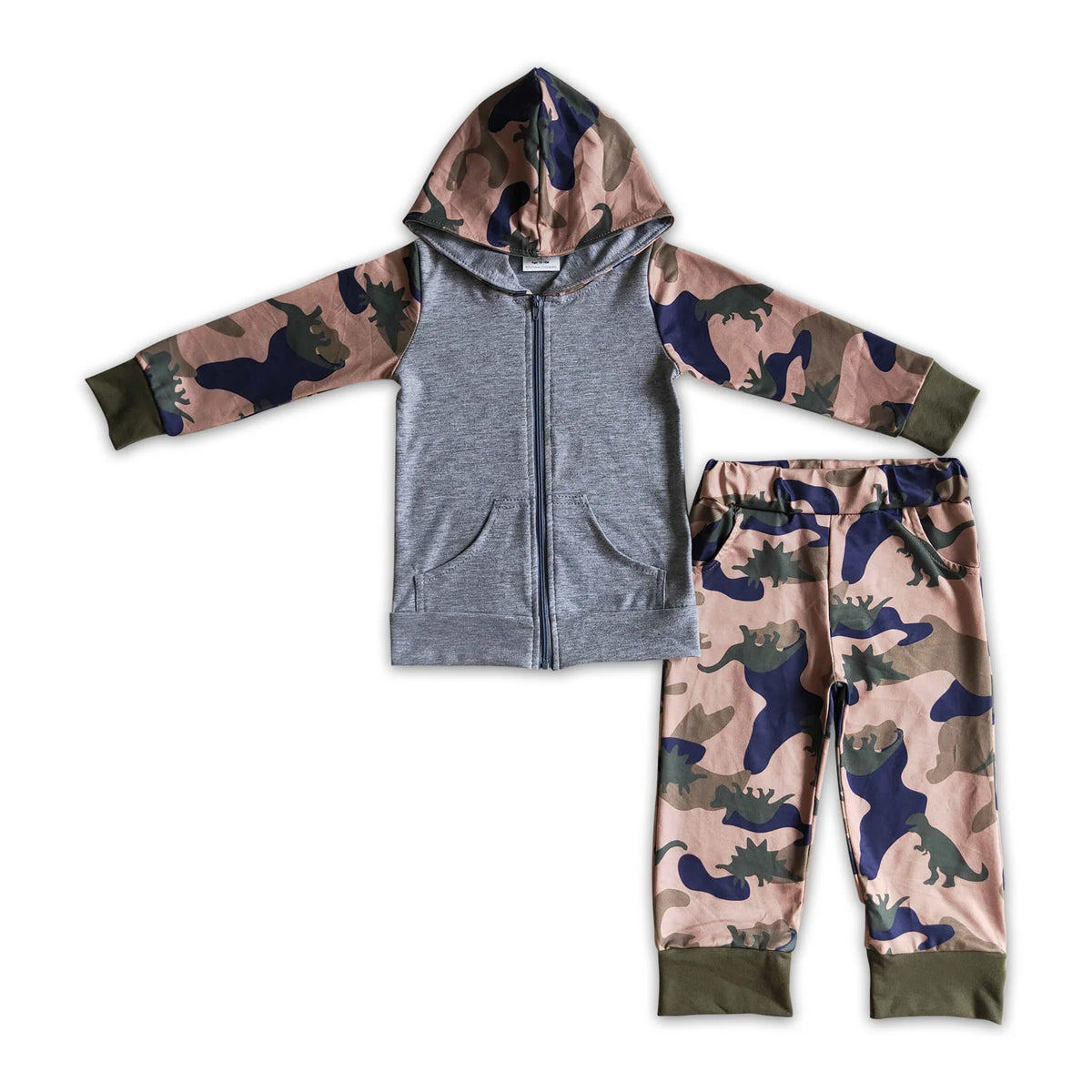 RTS NO MOQ Sibling Baby Boys clothes Camo Hooded Top Pants Clothes Sets