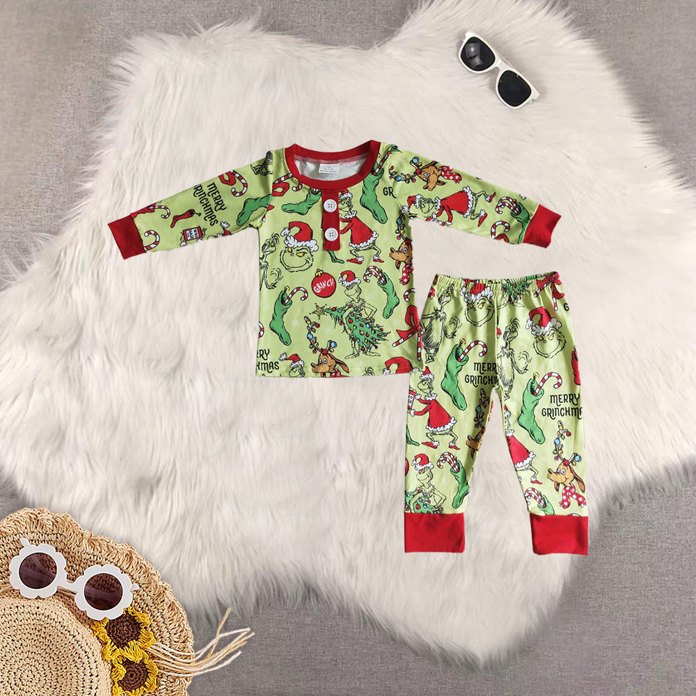 RTS NO MOQ Sibling baby girls boys clothes Christmas long-sleeved trousers suit