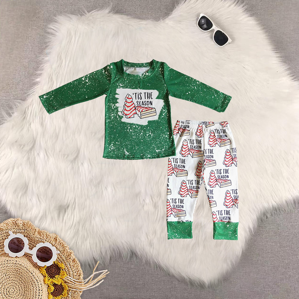 RTS NO MOQ Sibling Baby Girls boys Christmas trees Long Sleeve Pants Set and dress