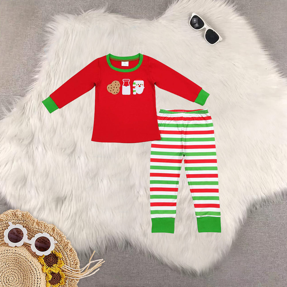 RTS NO MOQ Sibling Baby boys girls embroidery Christmas long-sleeved trousers suit & romper