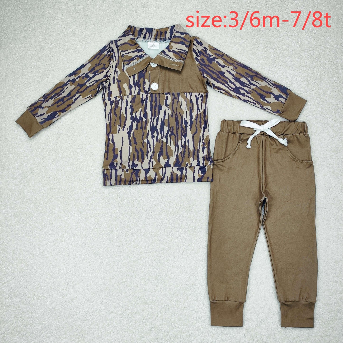 rts no moq BLP0492 Military green camouflage button long-sleeved brown trousers suit