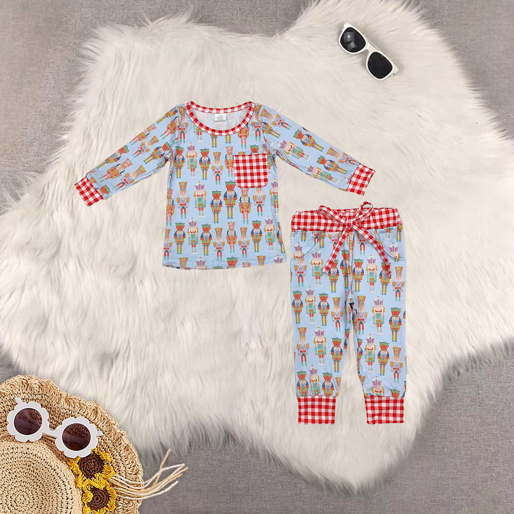 RTS NO MOQ Sibling Baby Girls boys modal Christmas Long Sleeve Pants Set