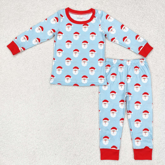 rts no moq BLP0523 Santa Claus blue long-sleeved long pants pajama set