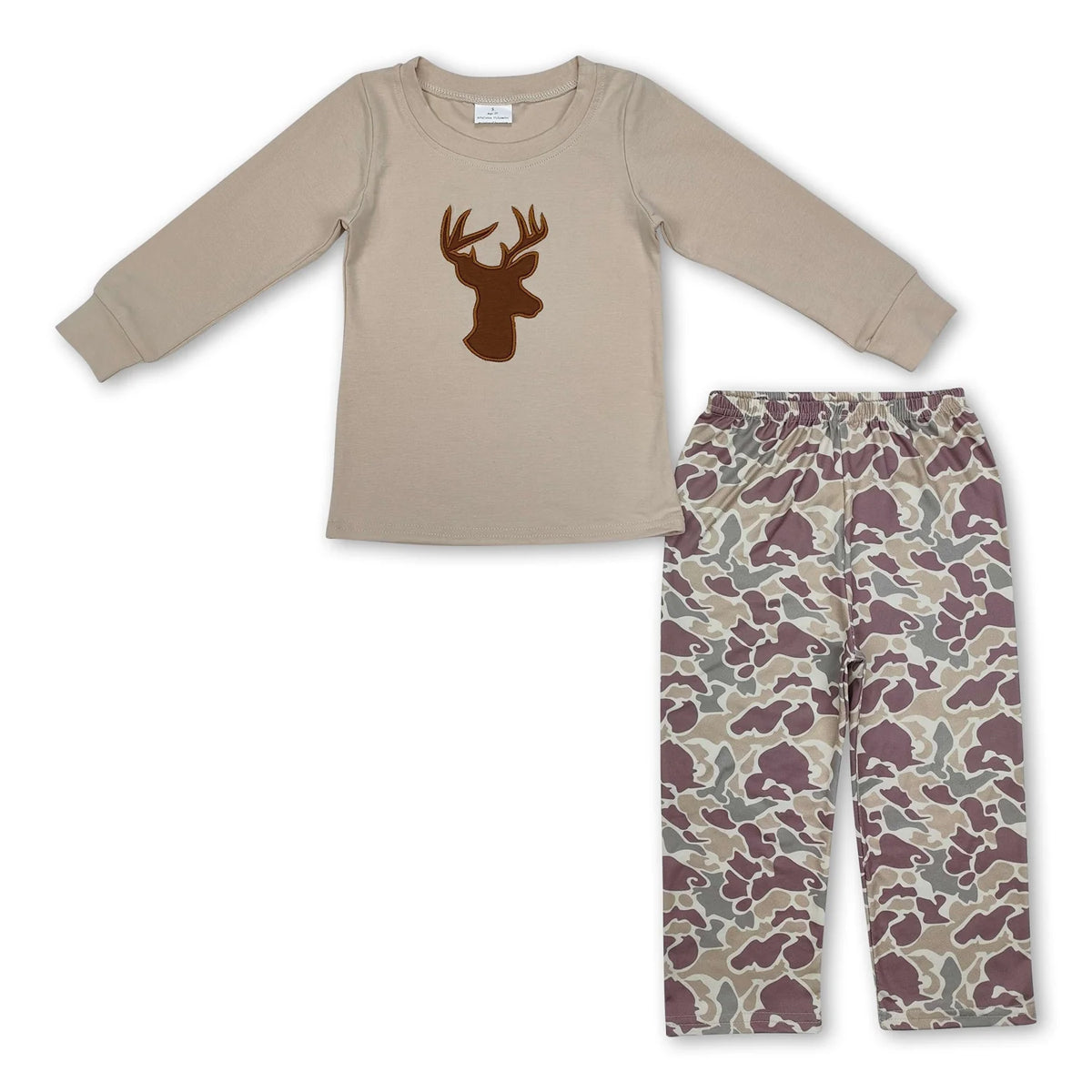 RTS NO MOQ Sibling baby girls boys clothes embroidery deer head Christmas long-sleeved suits
