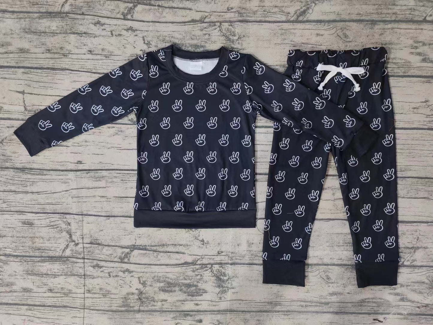 NO MOQ sales BLP0566 pre-order baby boy clothes gesture black long Sleeve pants Suit