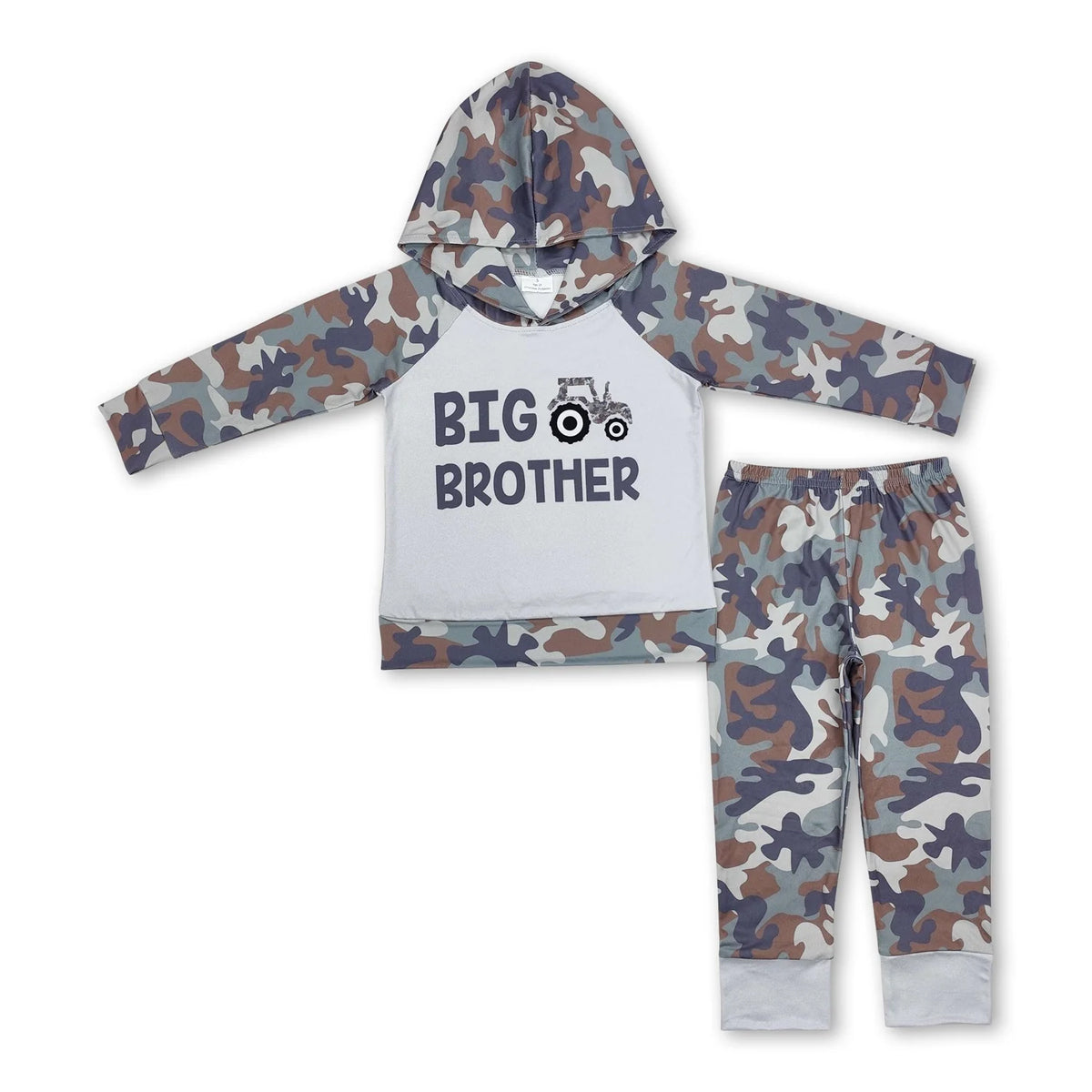 RTS NO MOQ Sibling Baby Boys clothes Camo Hooded Top Pants Clothes Sets