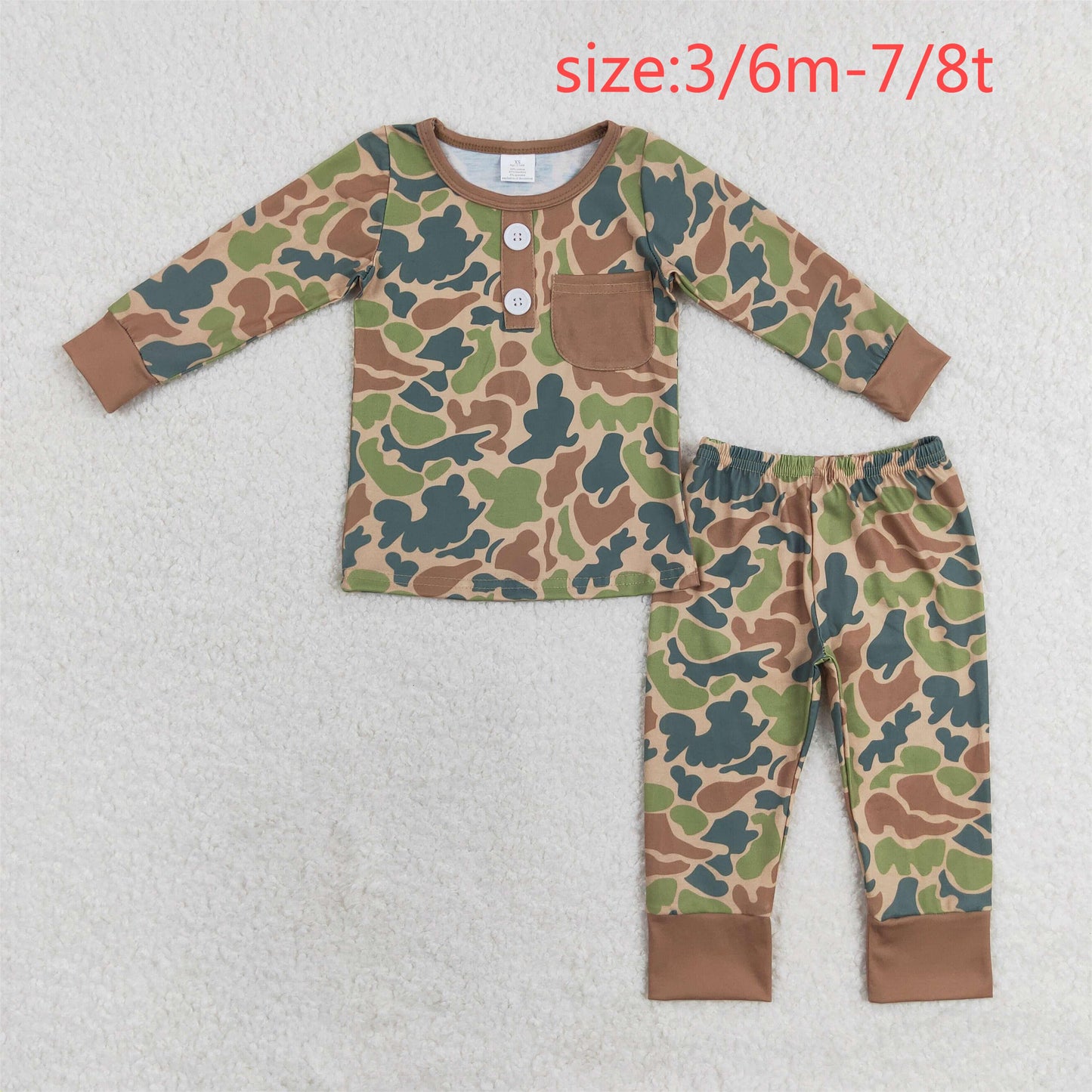 bamboo rts no moq BLP0580 Modal brown-green camouflage pocket long-sleeved trousers pajama set