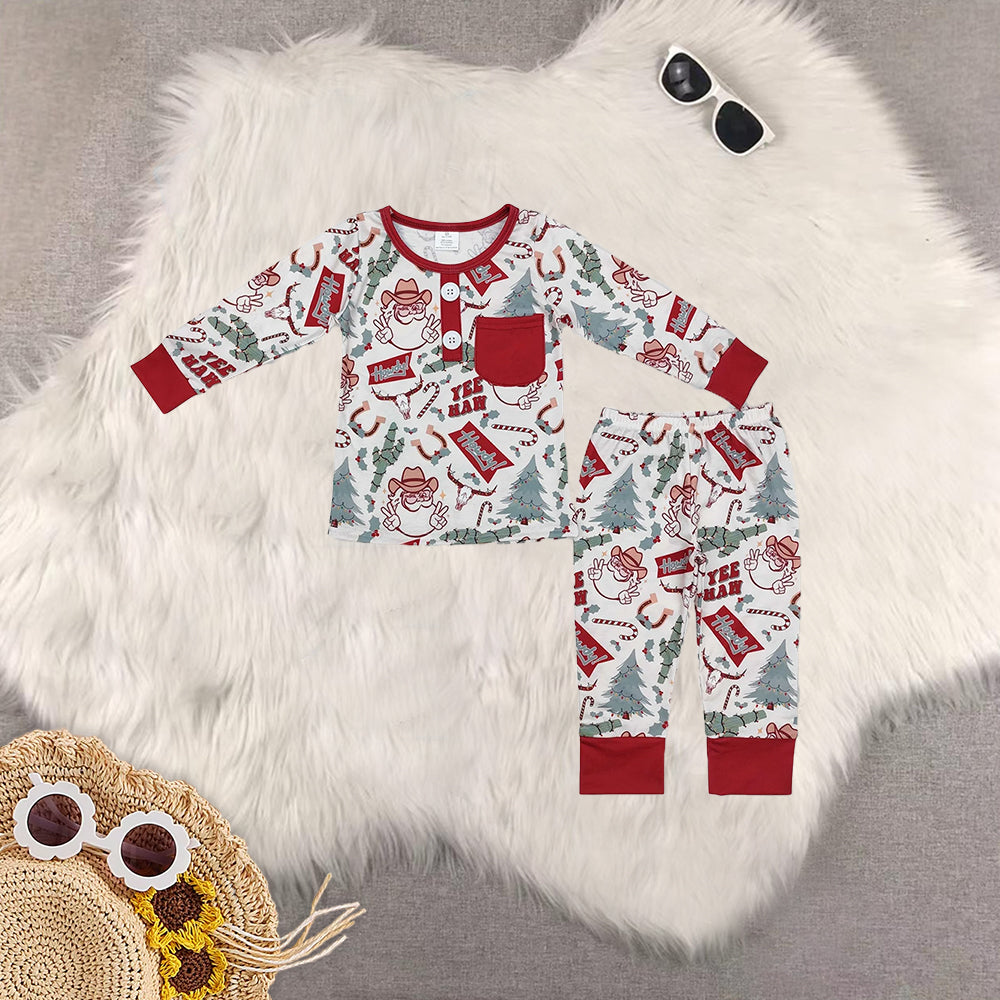 RTS NO MOQ Sibling Baby girls modal Christmas long-sleeved trousers suit & romper