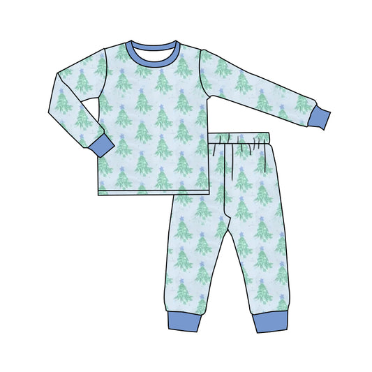 NO MOQ sales BLP0639 baby boys clothes Christmas trees long sleeve pants sets -2024.7.18