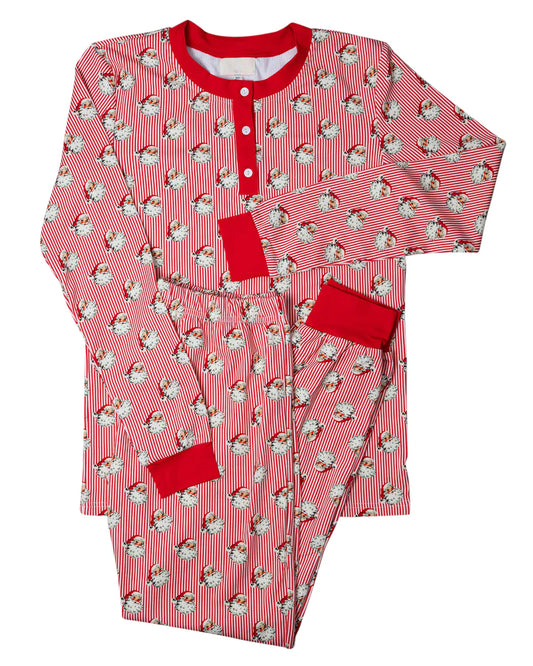 no moq BLP0654 pre-order Adult man Christmas Santa Claus red long Sleeve Pants Pajama Set-2024.7.23