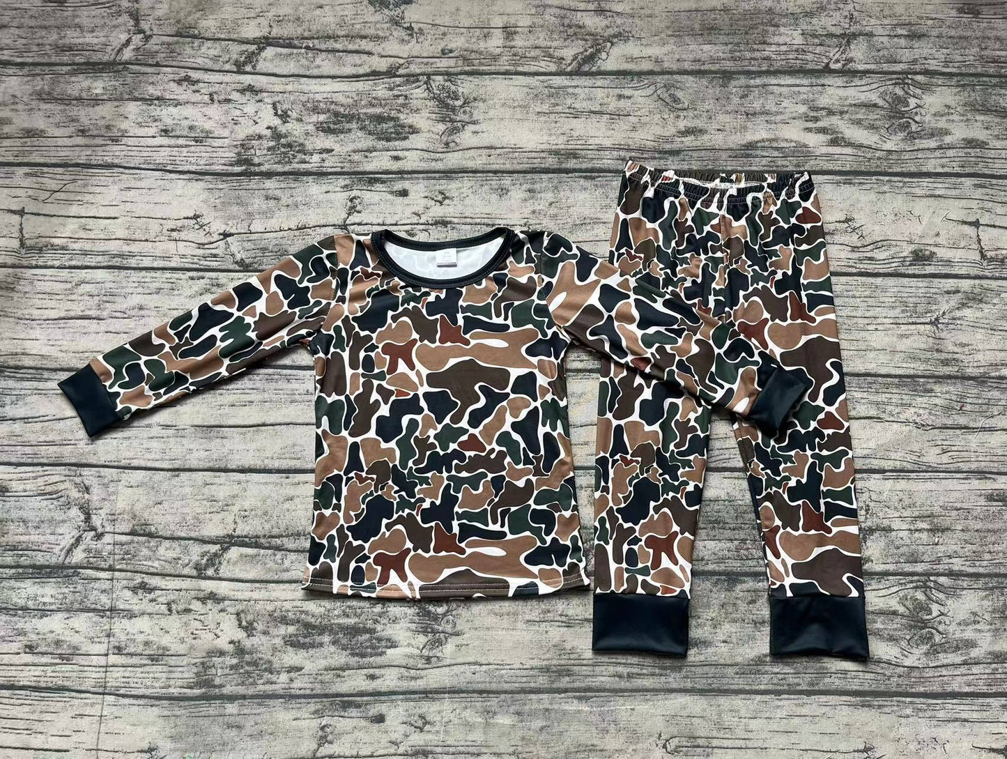 NO MOQ sales BLP0708 baby boys clothes camouflage green long sleeve pants sets