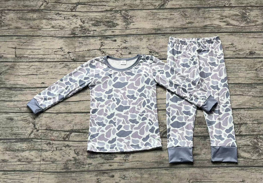 NO MOQ sales BLP0709 baby boys clothes camouflage gray long sleeve pants sets