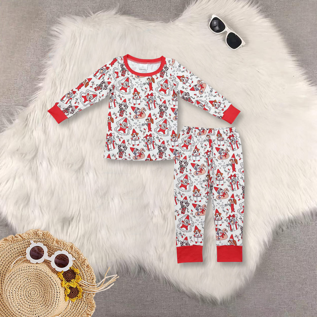 RTS NO MOQ Sibling Baby boys clothes modal Chrsitmas Long Sleeve Pants pajamas Sets