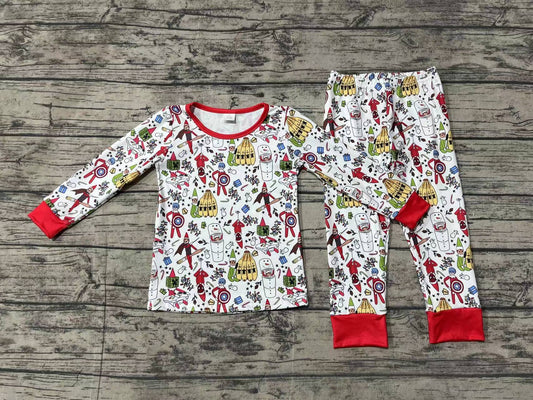 NO MOQ sales BLP0722 pre-order baby boys clothes Christmas cartoon dog long sleeve pants sets