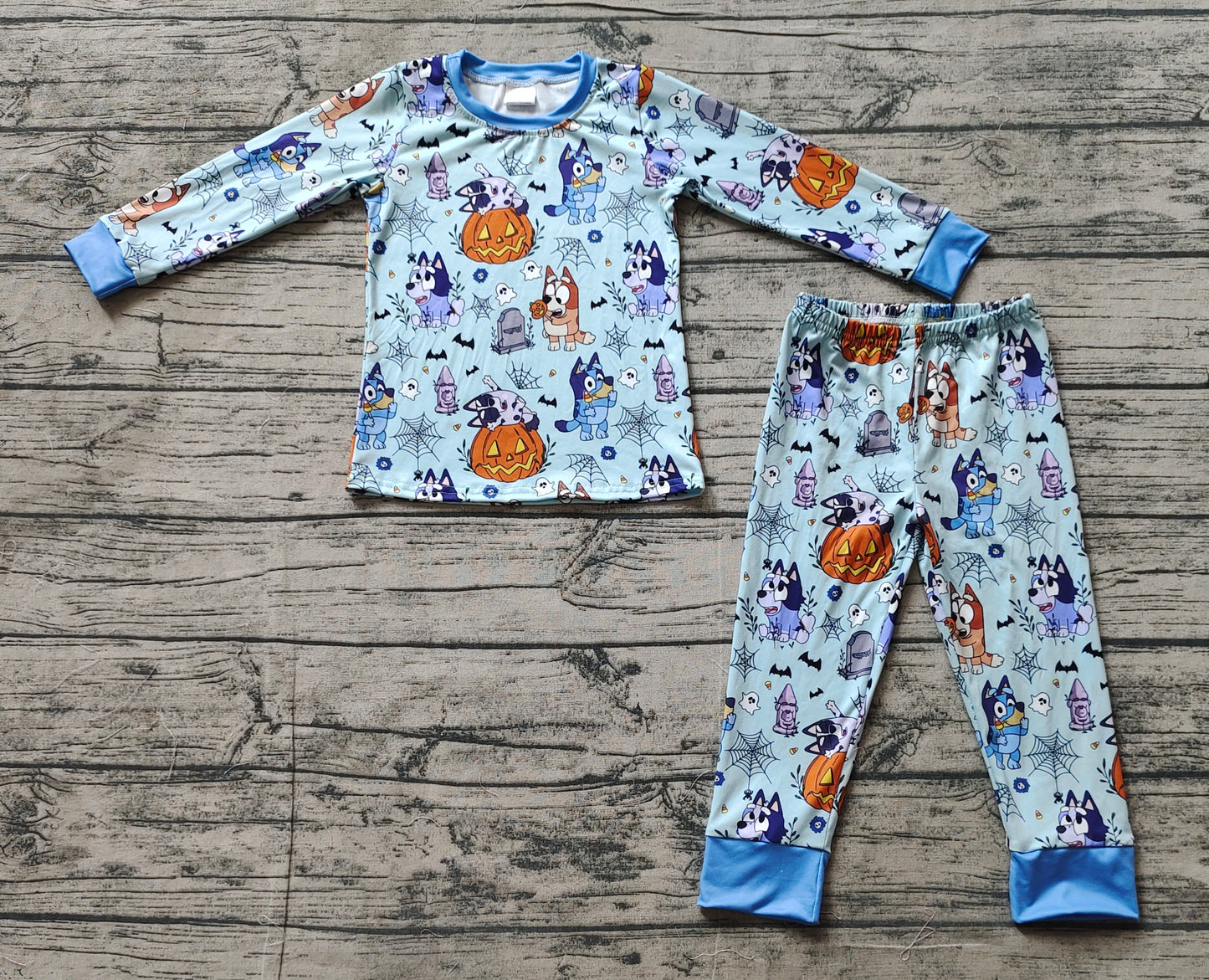 NO MOQ sales BLP0726 pre-order baby boys clothes cartoon dog halloween long sleeve pants sets