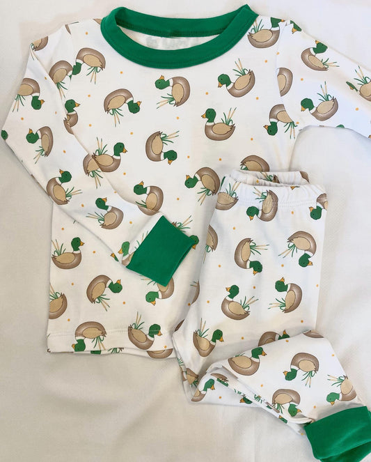 NO MOQ sales BLP0739 pre-order baby boys clothes ducks green long sleeve pants sets -2024.8.9