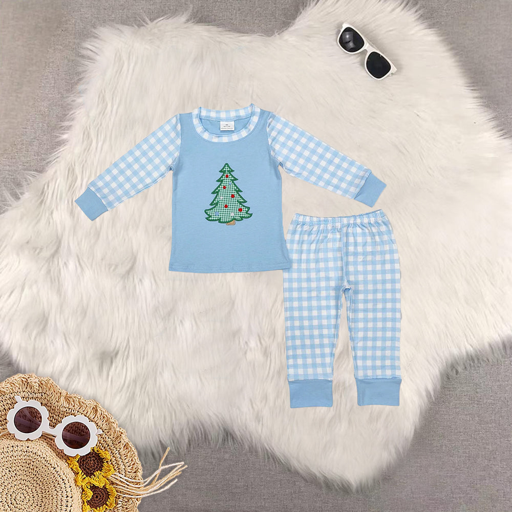 RTS NO MOQ Baby boys embroidery Christmas Pink long sleeve Clothes Sets rompers