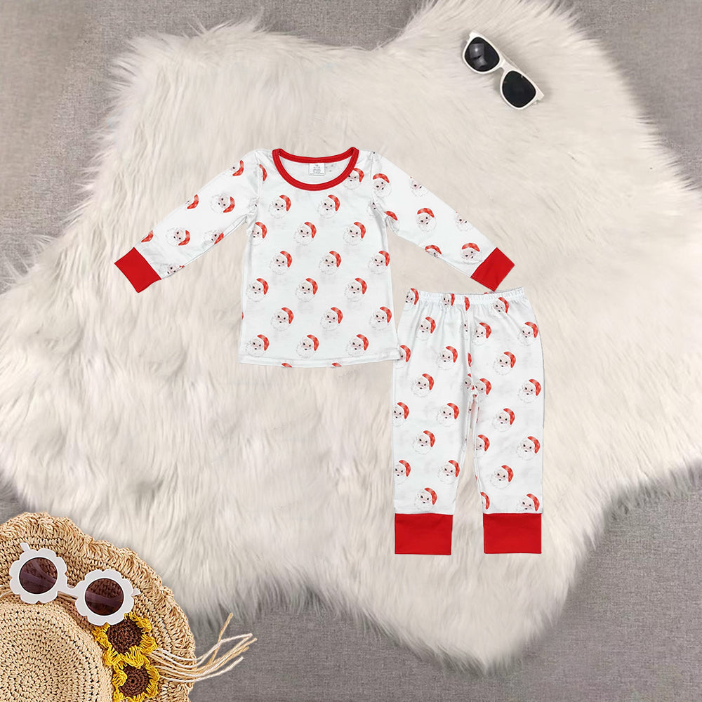 RTS NO MOQ Sibling Baby Girls boys modal Christmas Santa Claus Long Sleeve Pants Set