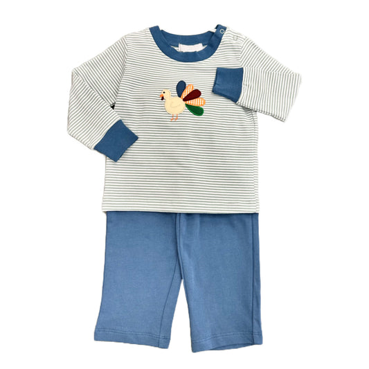 NO MOQ sales BLP0761 pre-order baby boys clothes turkey blue long sleeve pants sets -2024.8.13