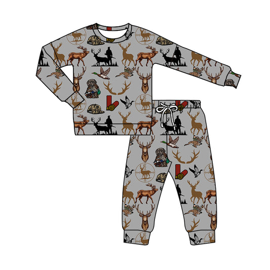 NO MOQ sales BLP0799 pre-order baby boys clothes deer long Sleeve pants Suit -2024.8.1