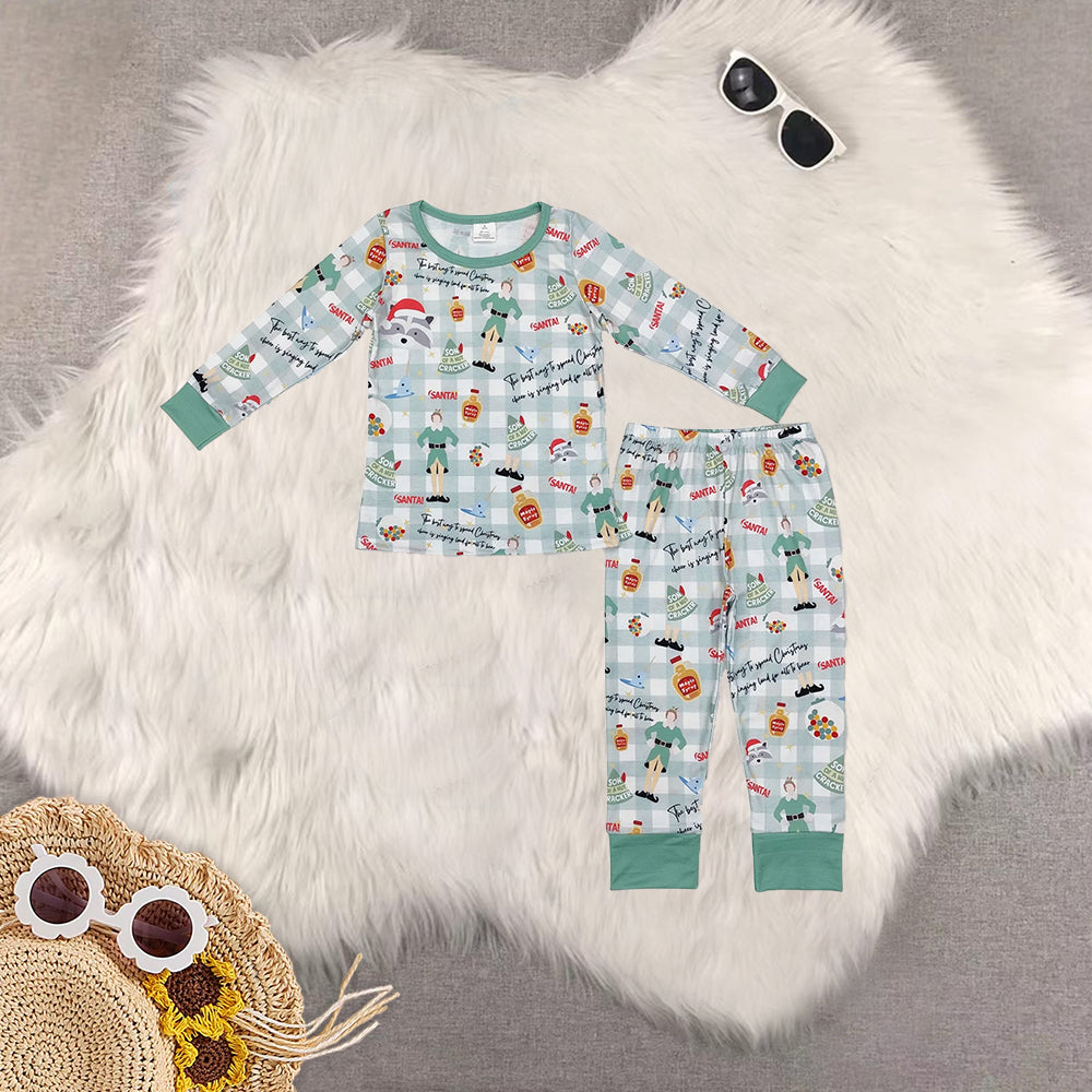 RTS NO MOQ Sibling Baby boys modal Christmas long-sleeved trousers suit & romper