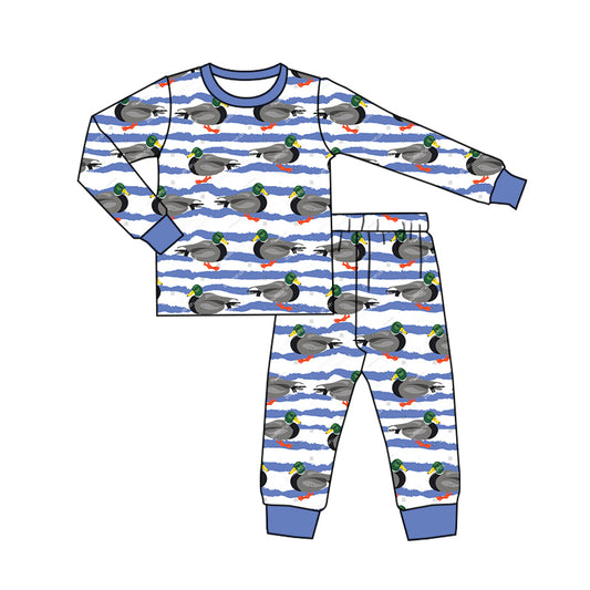 NO MOQ sales BLP0806 pre-order baby boys clothes duck blue long Sleeve pants Suit -2024.8.3