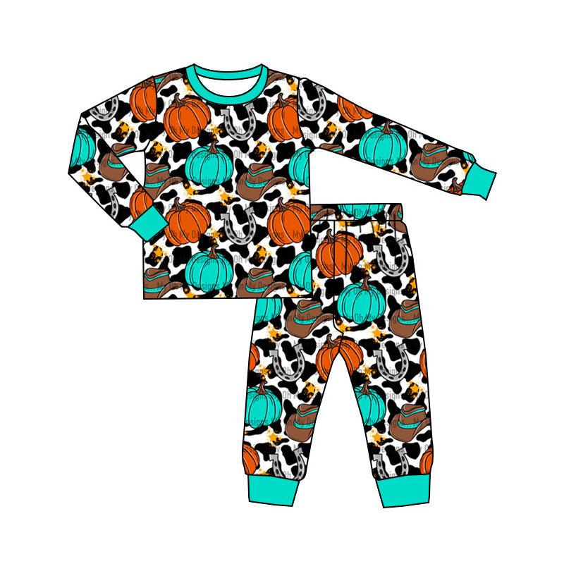 NO MOQ sales BLP0814 pre-order baby boys clothes pumpkin long Sleeve pants Suit -2024.8.5