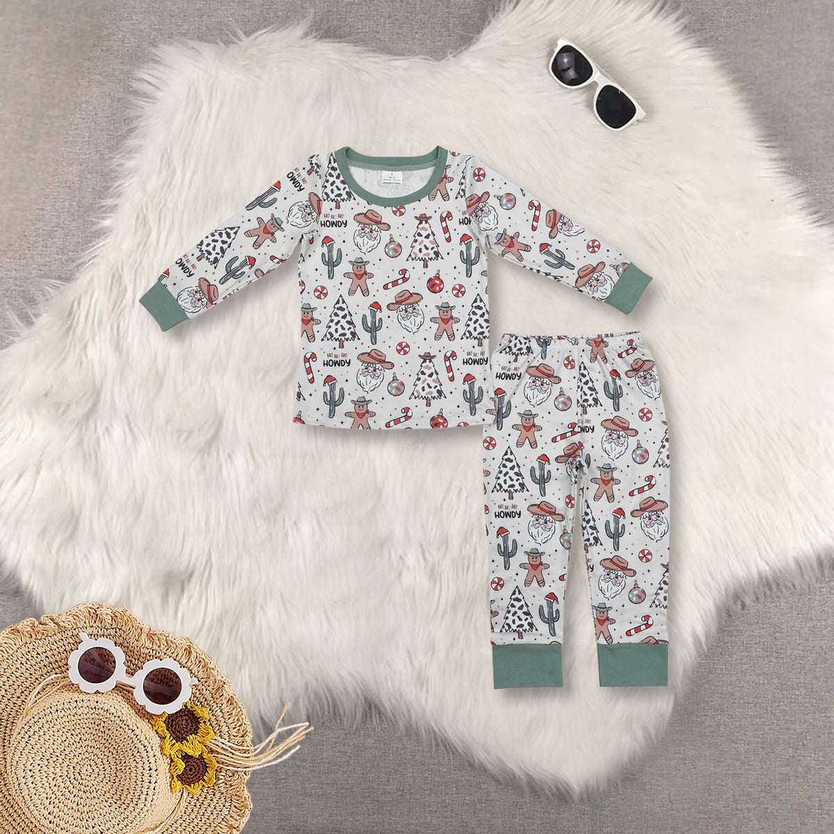 RTS NO MOQ Sibling Baby boys clothes modal Chrsitmas Long Sleeve Pants pajamas Sets