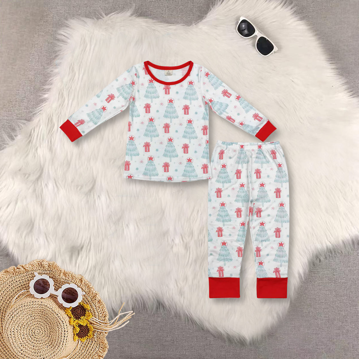 RTS NO MOQ Sibling Baby boys clothes modal Chrsitmas Long Sleeve Pants pajamas Sets
