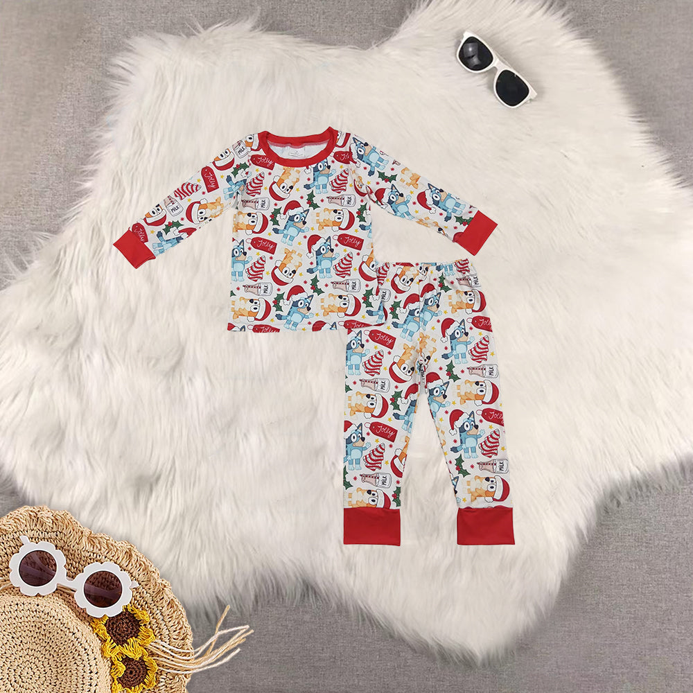 RTS NO MOQ Sibling baby girls baby boys clothes Christmas cartoon long-sleeved trousers suit & romper & dress & adult pants