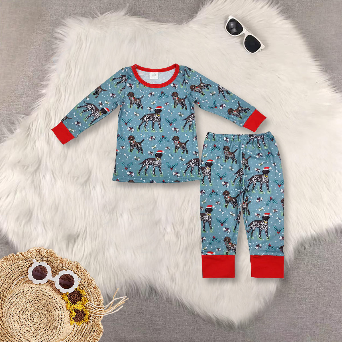 RTS NO MOQ Sibling Baby boys clothes modal Chrsitmas Long Sleeve Pants pajamas Sets