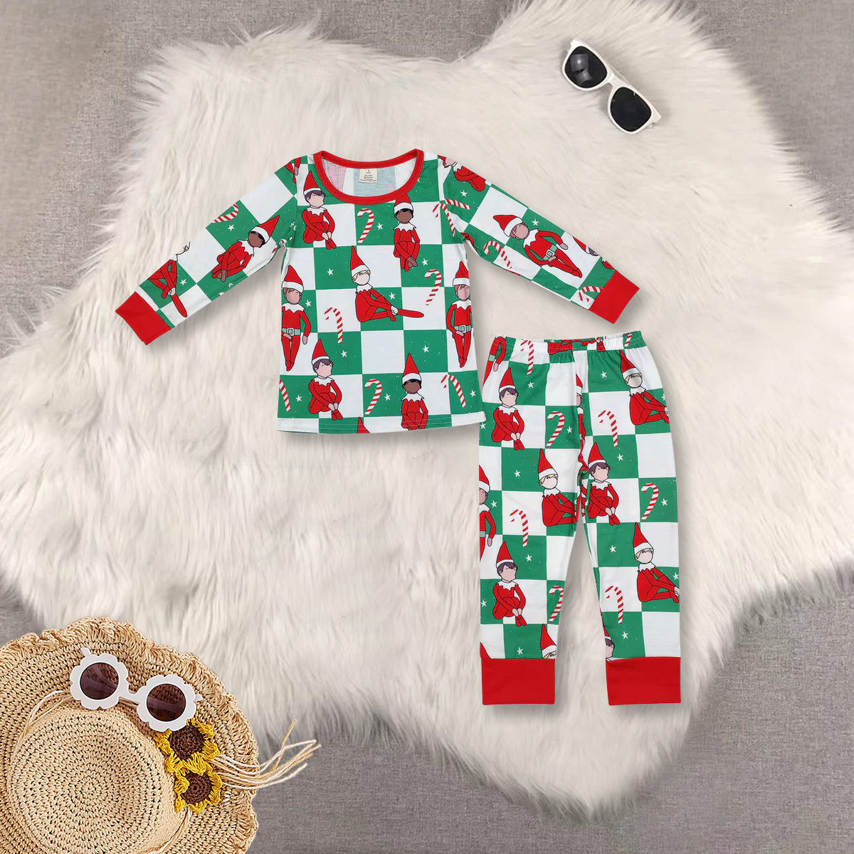 RTS NO MOQ Sibling Baby boys clothes modal Chrsitmas Long Sleeve Pants pajamas Sets