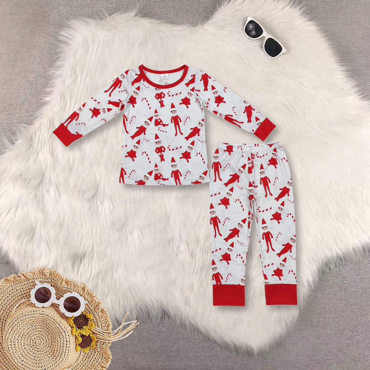 RTS NO MOQ Sibling Baby boys clothes modal Chrsitmas Long Sleeve Pants pajamas Sets