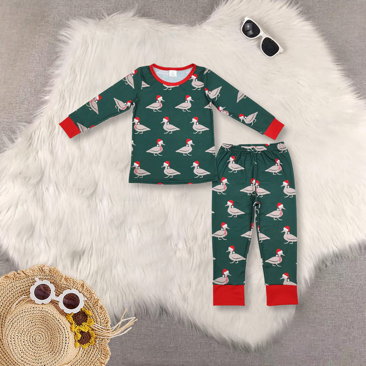 RTS NO MOQ Sibling Baby boys clothes modal Chrsitmas Long Sleeve Pants pajamas Sets