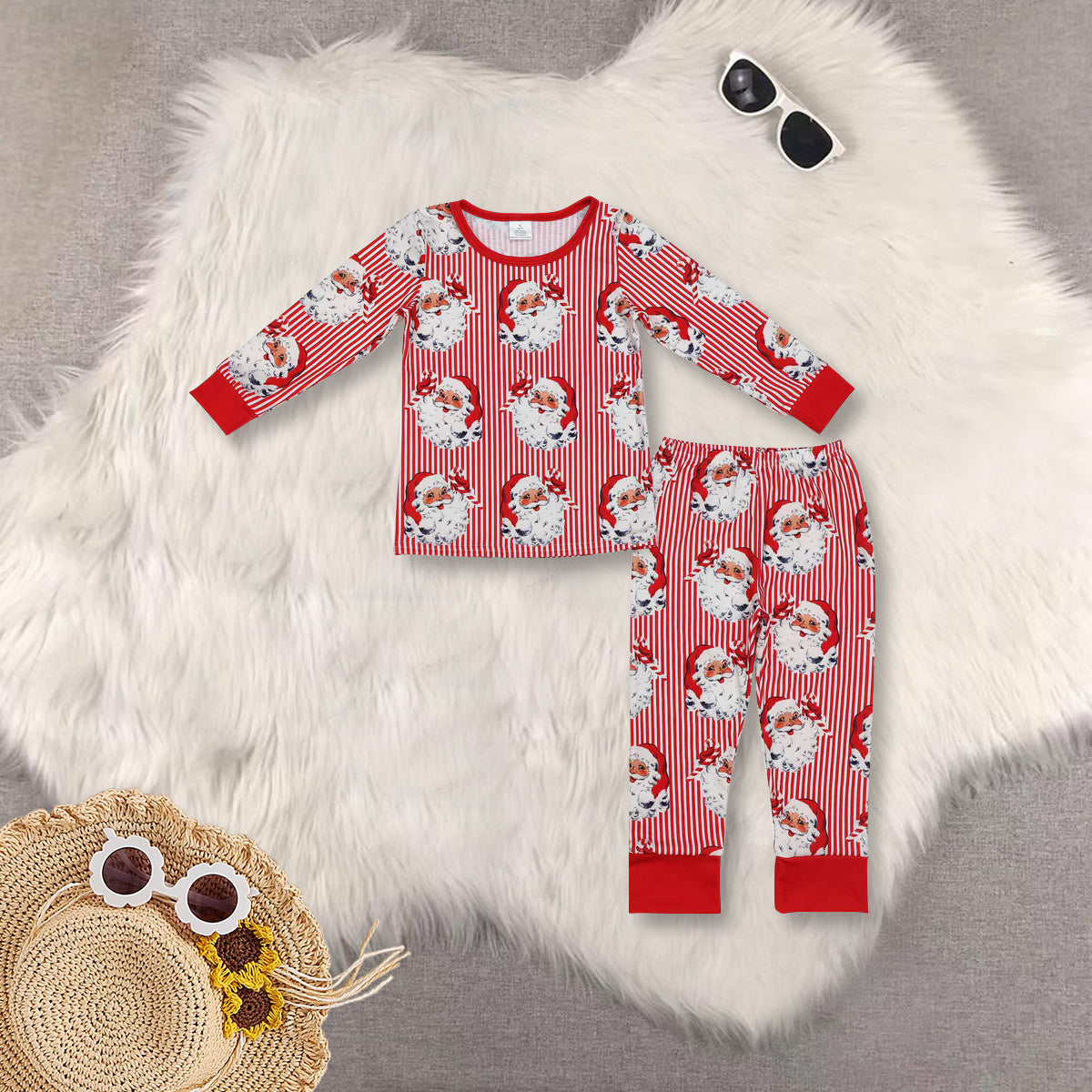 RTS NO MOQ Sibling Baby boys clothes modal Chrsitmas Long Sleeve Pants pajamas Sets
