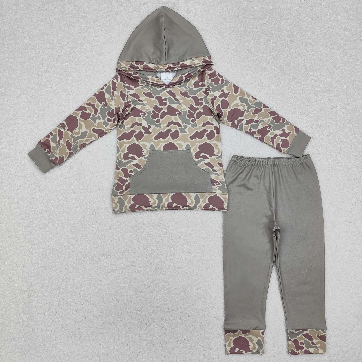 RTS NO MOQ（In Stock) BLP0960 Pocket camouflage brown and green hooded long-sleeved pants suit