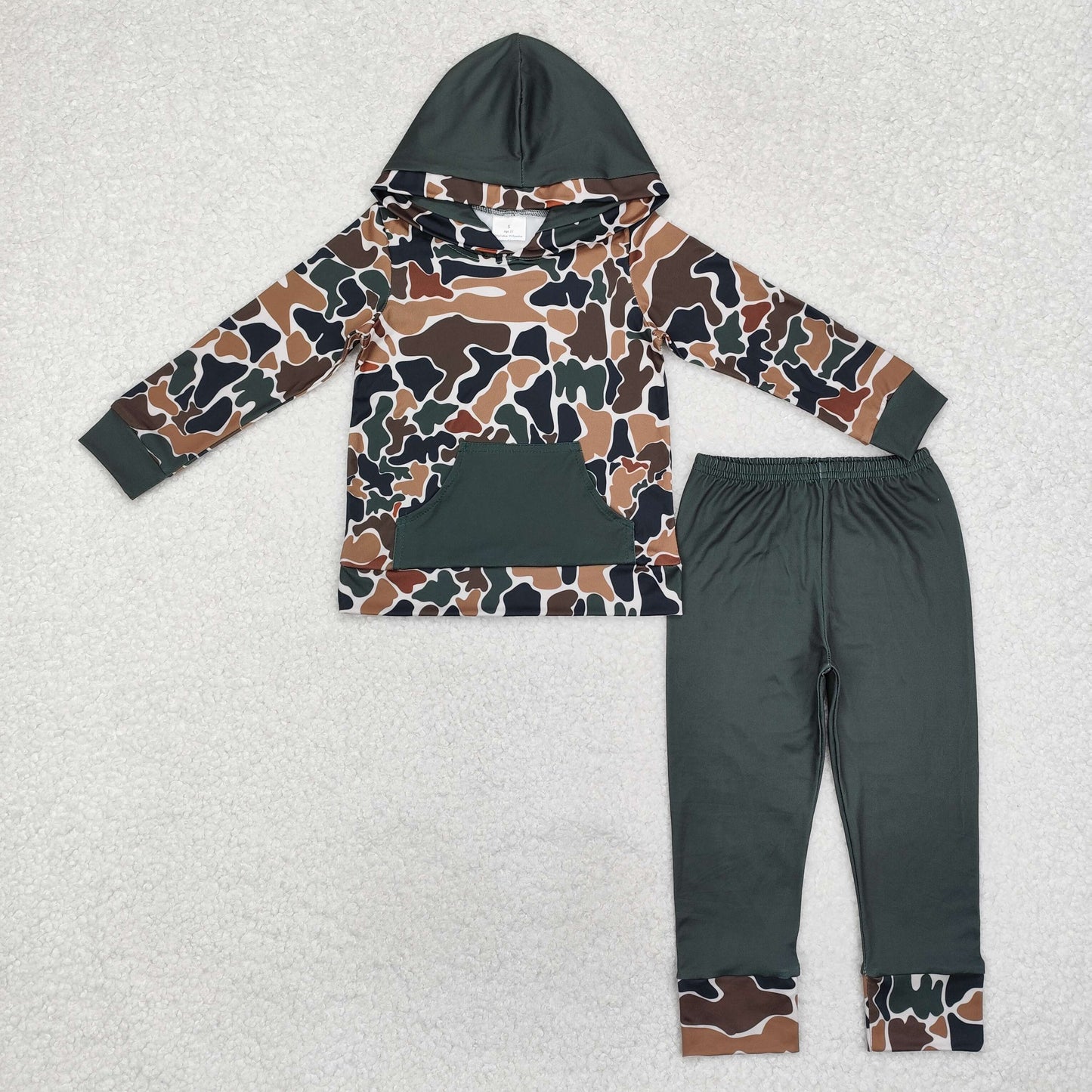 RTS NO MOQ（In Stock) BLP0962 Pocket camouflage beige hooded long-sleeved trousers set