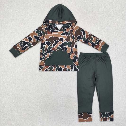 RTS NO MOQ（In Stock) BLP0962 Pocket camouflage beige hooded long-sleeved trousers set