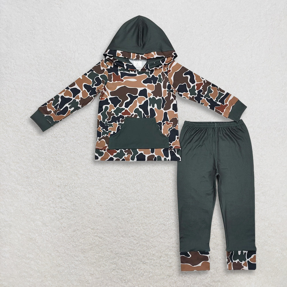 RTS NO MOQ Sibling Baby Boys clothes Camo Hooded Top Pants Clothes Sets