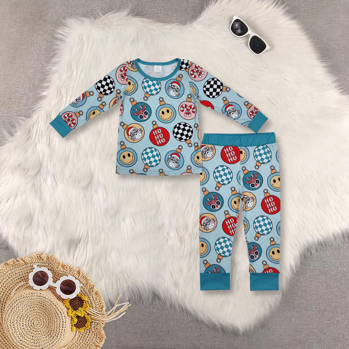 RTS NO MOQ Sibling Baby boys clothes modal Chrsitmas Long Sleeve Pants pajamas Sets