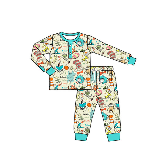 NO MOQ sales BLP1060 pre-order baby boy clothes dr suess long Sleeve pants Suit -2024.11.27