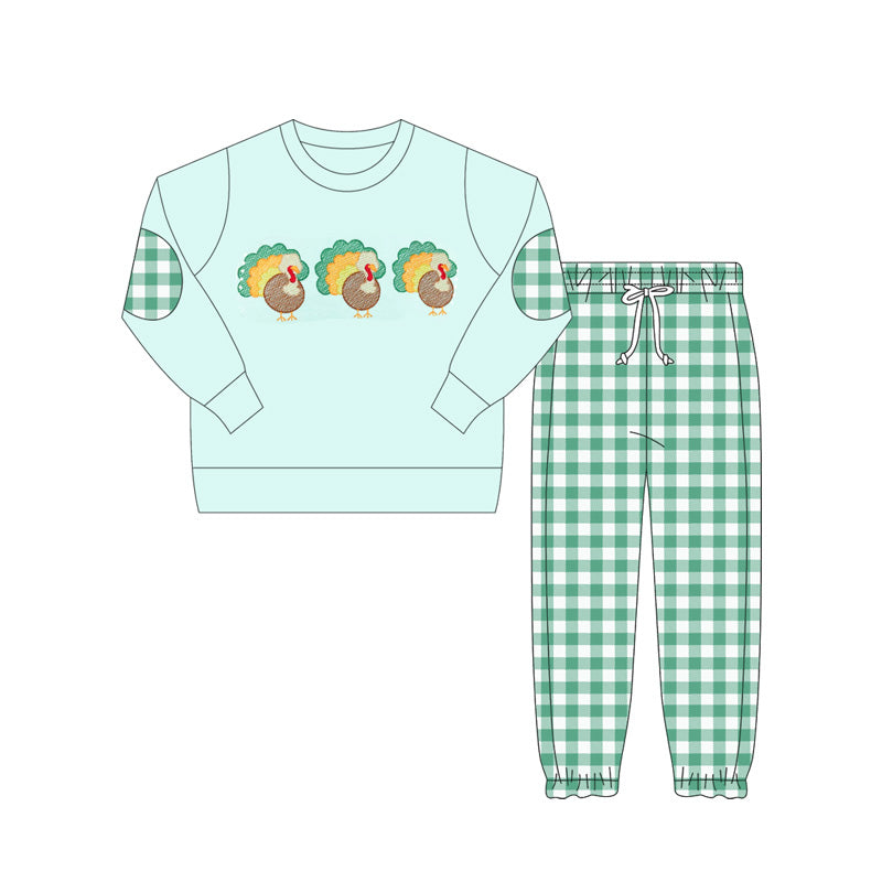 NO MOQ sales BLP1095 Pre-order baby boys clothes turkey long sleeve pants sets-2025.6.6