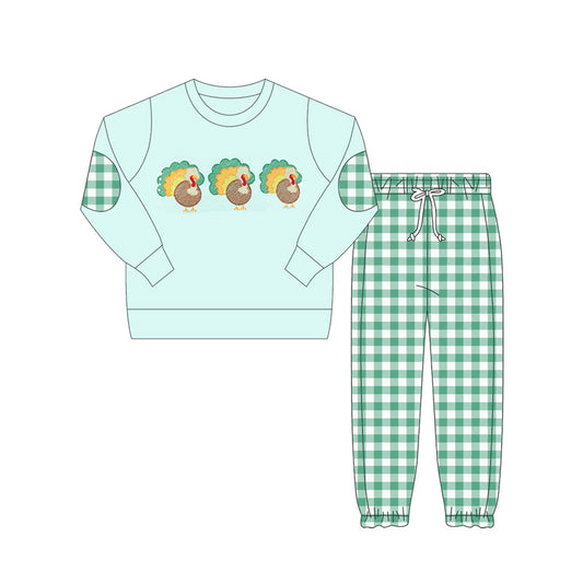 NO MOQ sales BLP1095 Pre-order baby boys clothes turkey long sleeve pants sets-2025.6.6