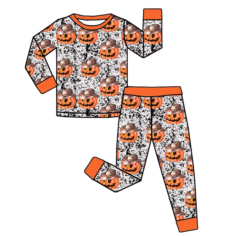 NO MOQ sales BLP1102 Pre-order baby boys clothes pumpkin long sleeve pants sets-2025.6.9