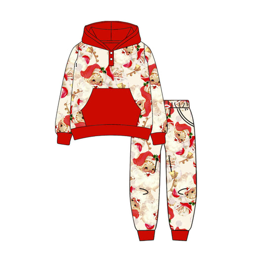 NO MOQ sales BLP1112 Pre-order baby boys clothes Christmas red hooded long sleeve pants sets-2025.6.10
